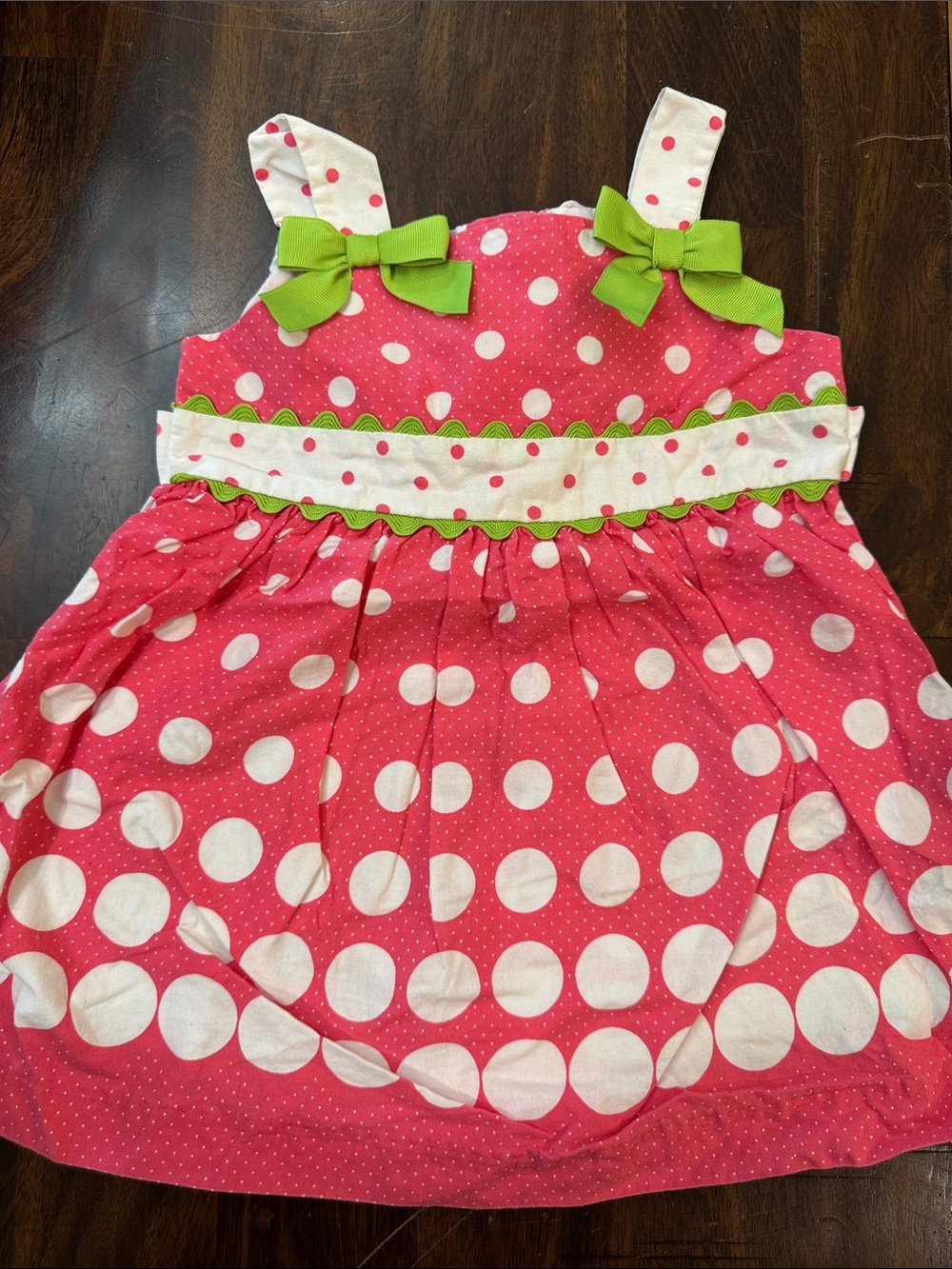 Rare Editions Pink and White Polka Dot Kids Dress